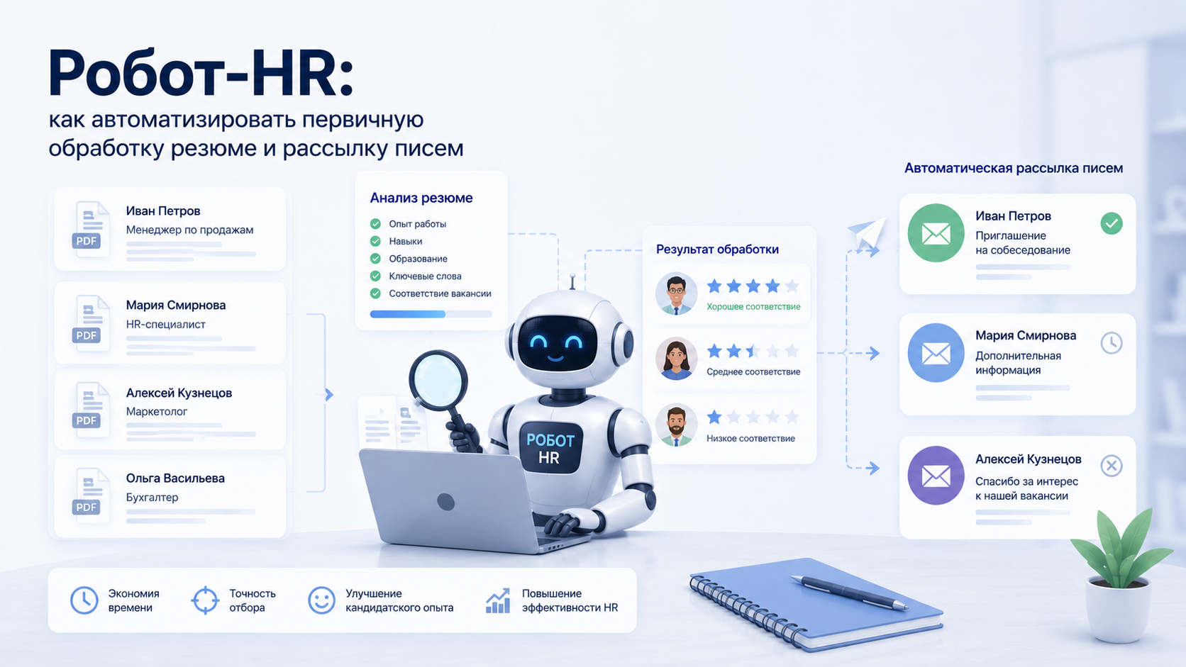 Робот-HR: как автоматизировать первичную обработку резюме и рассылку писем
